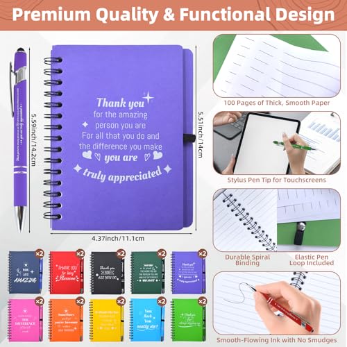 Bermoge 40 Pcs/20 Sets Employee Appreciation Gifts Bulk, Inspirational Notebooks with Motivational Pens for Staff, Thank You Gifts for Coworkers, Teachers,Team, Nurse, DSP, Office, School, Christmas - Image 3