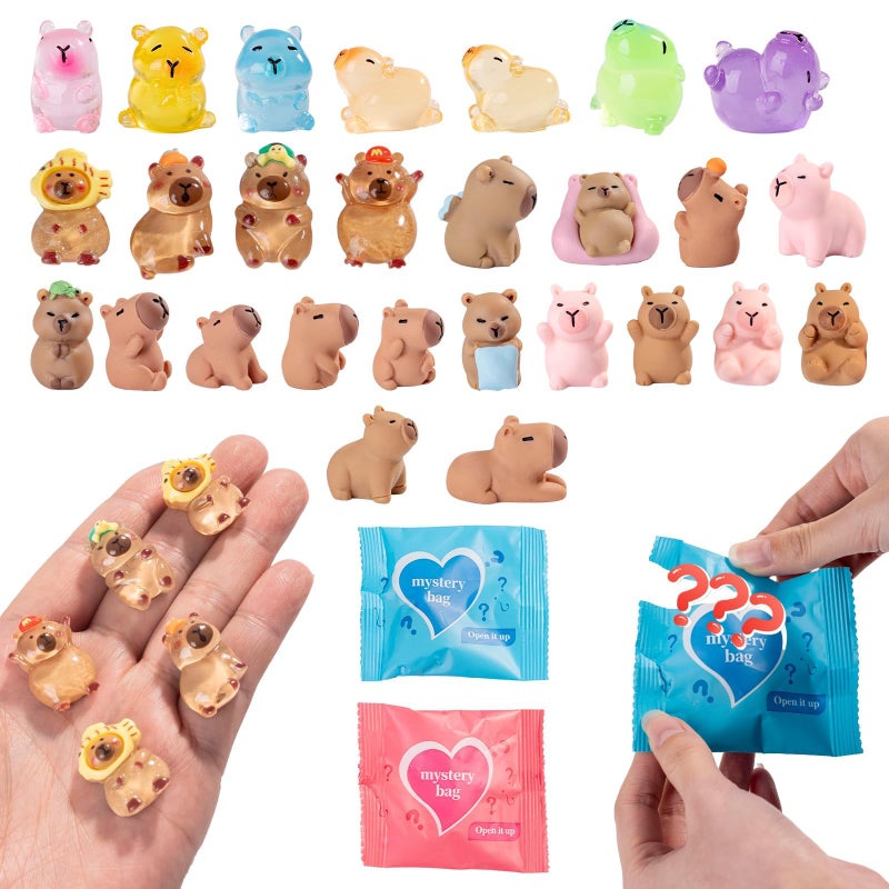Nerfcareani 50Pcs Mystery Bag Mini Resin Capybara Figurines Individually Packaged Blind Bags Cute Collectible Resin for Fairy Garden Accessories, Random Design - Image 3