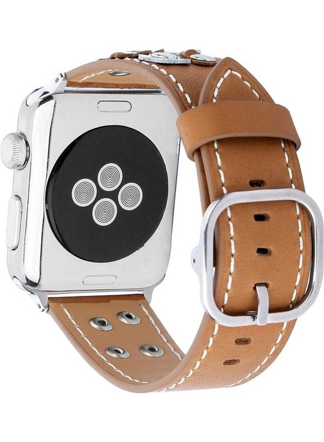 NIBEMINENT Fashion Occident Style Flowers Replacement Watch Band For Apple Series 3 & 2 1 42mm Khaki - Image 5