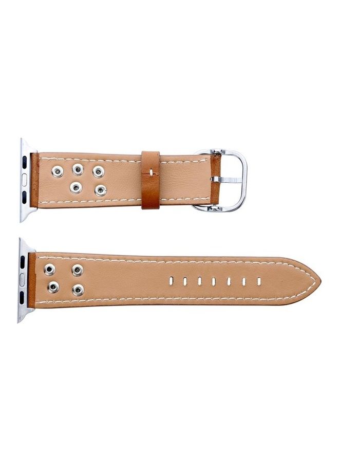 NIBEMINENT Fashion Occident Style Flowers Replacement Watch Band For Apple Series 3 & 2 1 42mm Khaki - Image 3