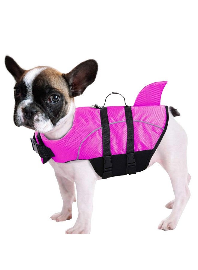 Queenmore Ripstop Dog Life Jacket Shark Life Vest for Dogs, Safety Lifesaver with High Buoyancy and Lift Handle for Small and Medium Breeds（Rose Red S） - Image 1