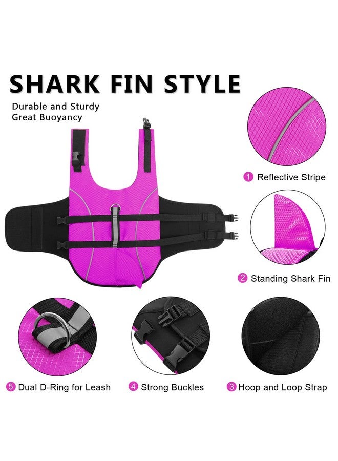 Queenmore Ripstop Dog Life Jacket Shark Life Vest for Dogs, Safety Lifesaver with High Buoyancy and Lift Handle for Small and Medium Breeds（Rose Red S） - Image 4
