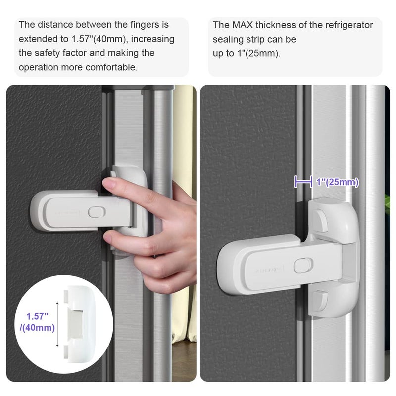 Eudemon 1 Pack Updated Child Proof Refrigerator/Fridge/Freezer Door Lock Apply to Max 1"(25mm) Sealing Strip for Toddlers and Kids, no Tools Need or Drill (White) - Image 5