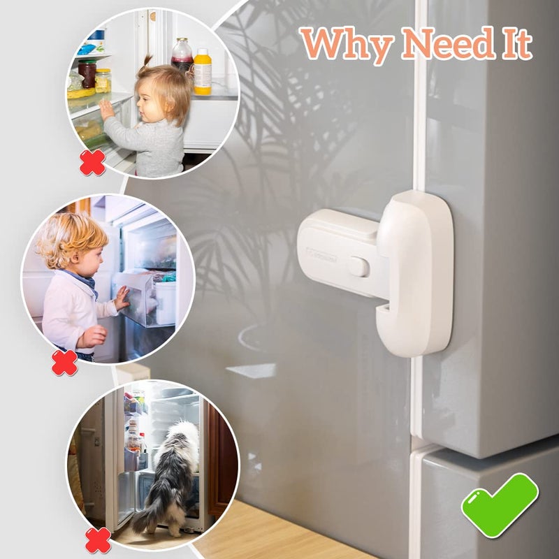 Eudemon 1 Pack Updated Child Proof Refrigerator/Fridge/Freezer Door Lock Apply to Max 1"(25mm) Sealing Strip for Toddlers and Kids, no Tools Need or Drill (White) - Image 3