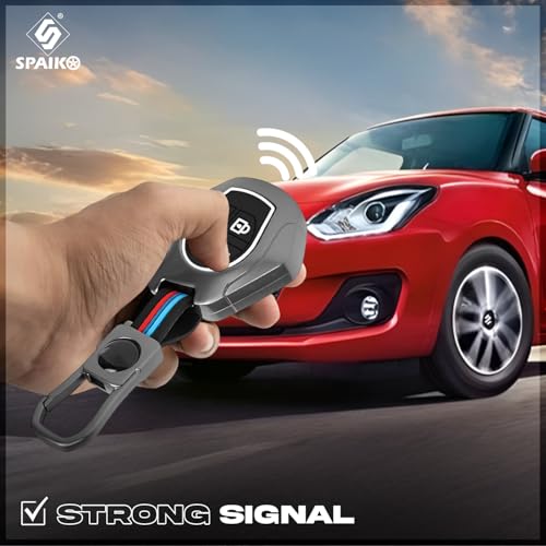 Spaiko® Metal Silicone TPU Car Key Cover Compatible with Suzuki Swift, XL6, Swift, Brezza, Celerio, Ignis, Ciaz, Wagon R, Ertiga, Alto, Fronx - 2 Smart Button Protective Shell with Keychain (Black) - Image 4