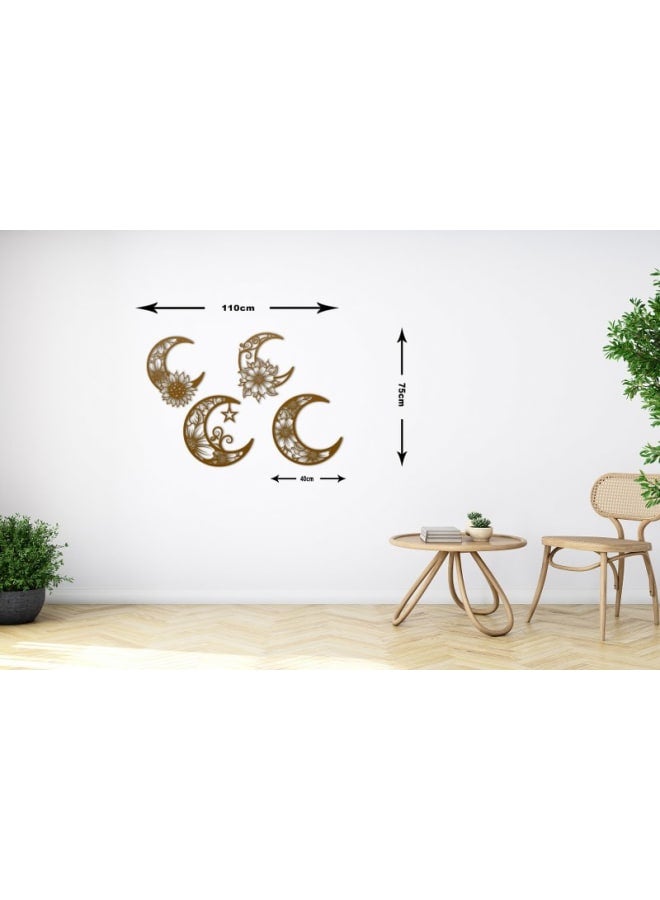 هوم جاليري مجموعة فنية جدارية خشبية على شكل هلال زهري - Image 3