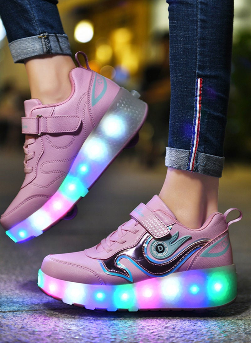Sharpdo Roller Shoes USB Charge Girls Boys Sneakers with Wheels LED Roller Skates Shoes  - Image 2