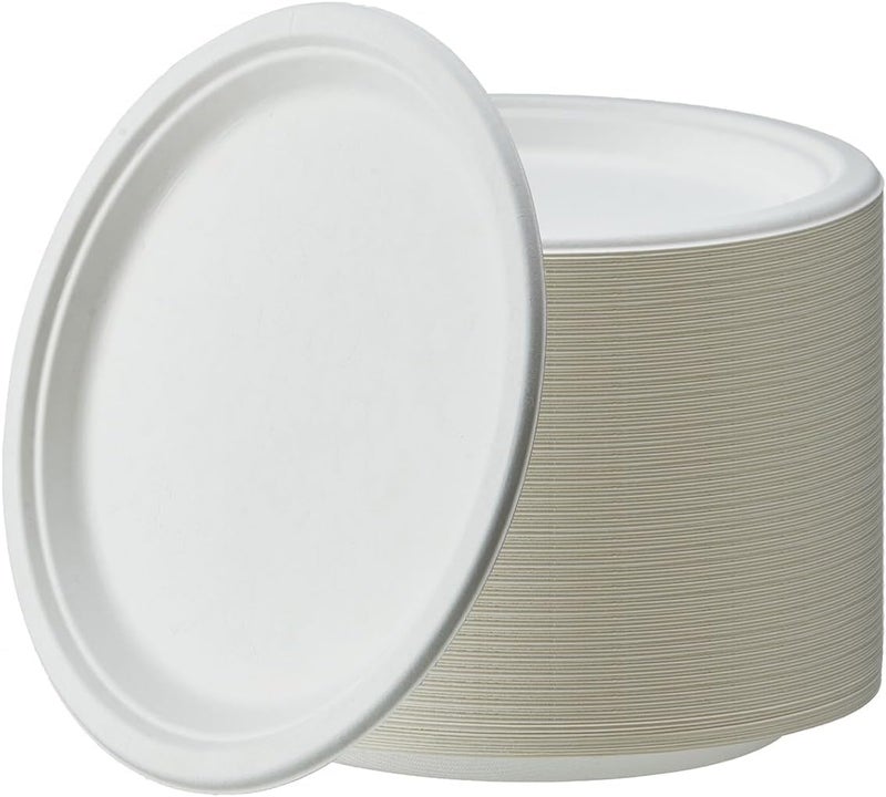 SANWALSA [10 inch, 15 Count, Round, Off-White Disposable Bagasse Paper Plates | Eco-Friendly Sugarcane Paper Plates for Wedding, Party, Cafes & Homes - Image 1