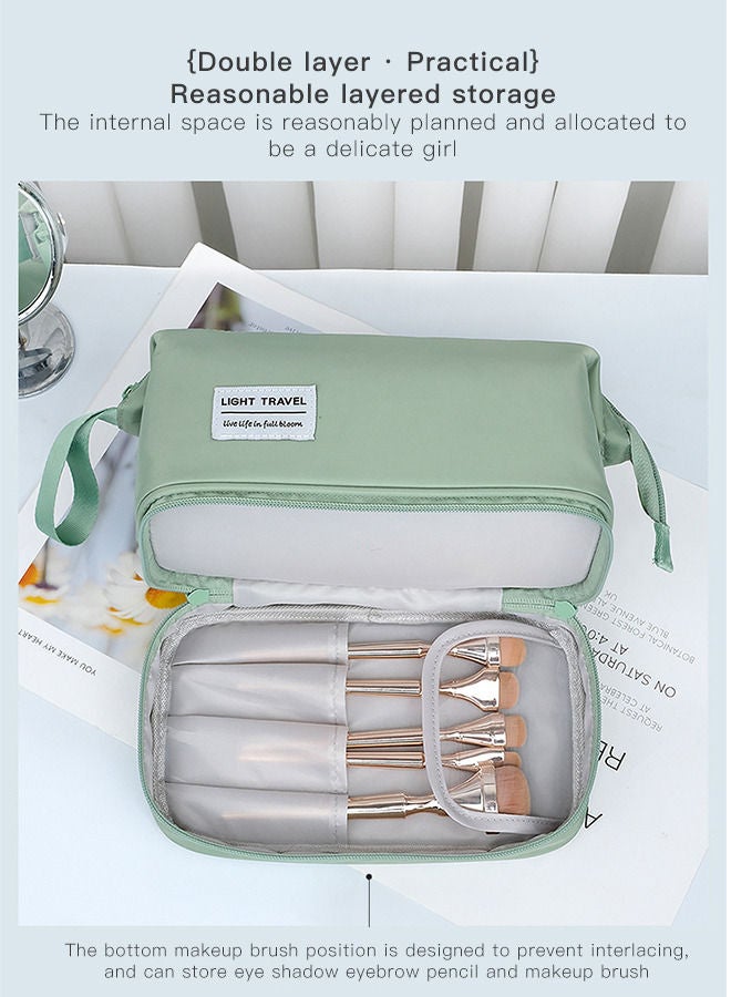 Sharpdo Portable Cosmetic Bag, Large 2-Layers Waterproof Makeup Bag Organizer Case with Handle and Compartment, Travel Toiletry Wash Bag Pouches - Image 4