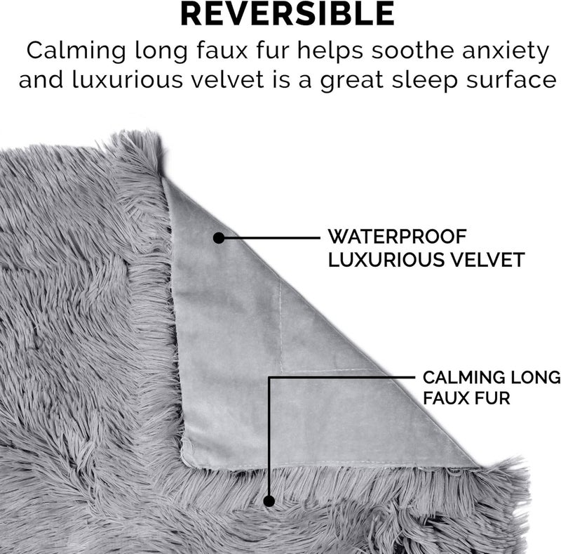 Furhaven Waterproof Throw Blanket for Dogs & Indoor Cats, Washable - Shaggy Plush Calming Long Faux Fur & Velvet Dog Blanket - Gray, Small - Image 4