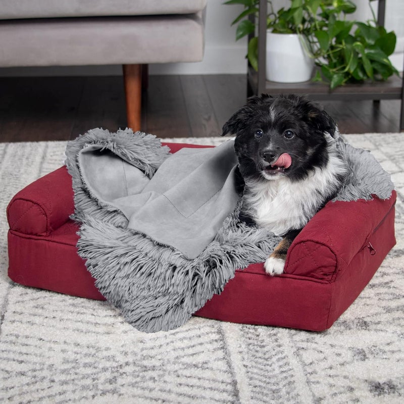 Furhaven Waterproof Throw Blanket for Dogs & Indoor Cats, Washable - Shaggy Plush Calming Long Faux Fur & Velvet Dog Blanket - Gray, Small - Image 3