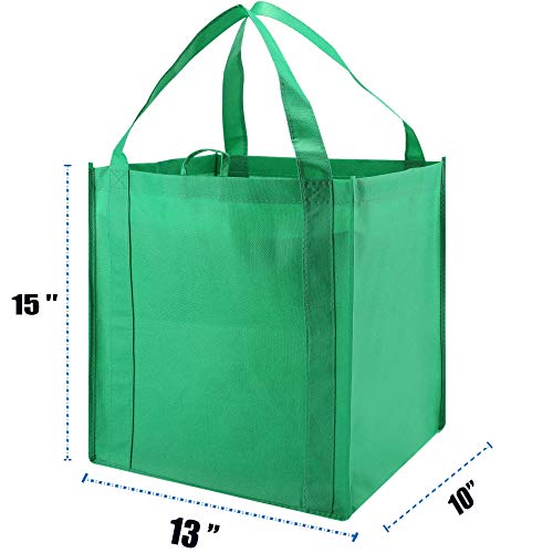 NERUB Set of 10 Reusable Grocery Bags Heavy Duty Shopping Bags Large Grocery Totes with Reinforced Bottom Super Sturdy Handles, Green - Image 5