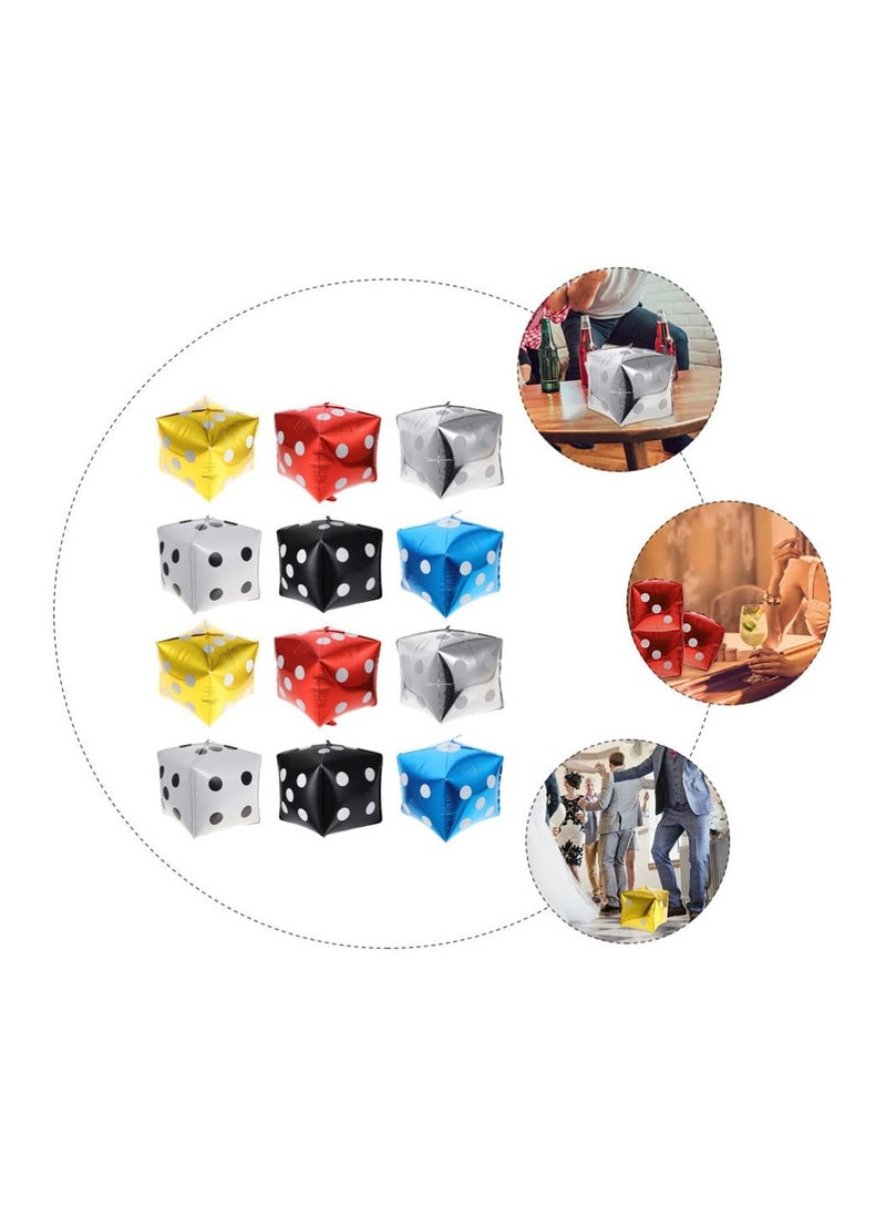 SYOSI - 12 Pcs Jumbo Large Inflatable Dice,  11.8 Inch nflatable Large Dice Party Decorations Colorful Dice Balloons Large Dice Set for Indoor and Outdoor Games Theme Party Decorations (Six Colors) - Image 1
