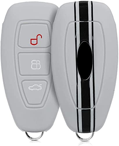 JVCV® Car Key Cover Compatible with Ford Ecosport Smart Key - Rally Stripe (Grey Black) - Image 1