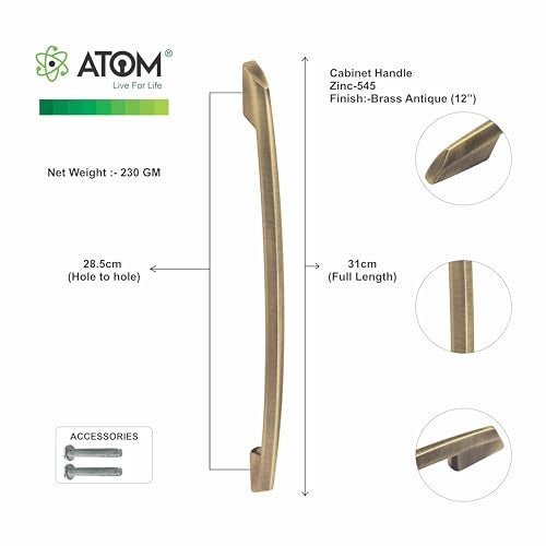 Atom 12.2 inch Zinc Pull Handle | Antique Finish | Stylish Door Handle for Home Cabinet & Drawer | Push Bar 545 | Pack of 2 - Image 5