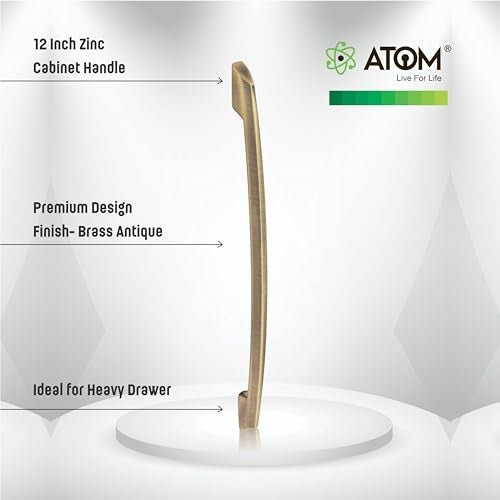 Atom 12.2 inch Zinc Pull Handle | Antique Finish | Stylish Door Handle for Home Cabinet & Drawer | Push Bar 545 | Pack of 2 - Image 2