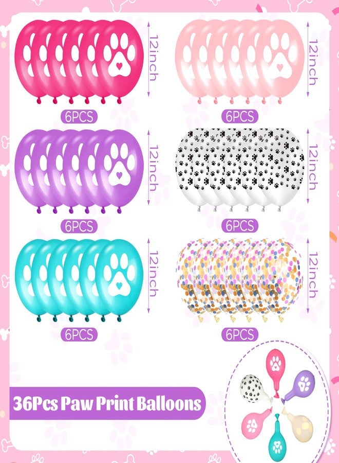 TagreSpike Paw Print Dog Balloons 12Inch Purple Pink and Blue Balloons 36Pcs Cartoon Pet Puppy Theme Party Supplies Hot Pink Dog Paw Latex Balloons with Confetti Balloons for Animals Girls Birthday Party Decor - Image 4