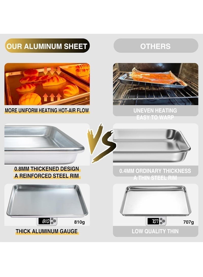 Arabest Baking Sheet Pan Set, Natural Aluminum Cookie Sheet, Warp Resistant Nonstick Baker's Half Sheet Pan, Large Thick Cookie Tray Pans for Baking, Roasting - Image 3