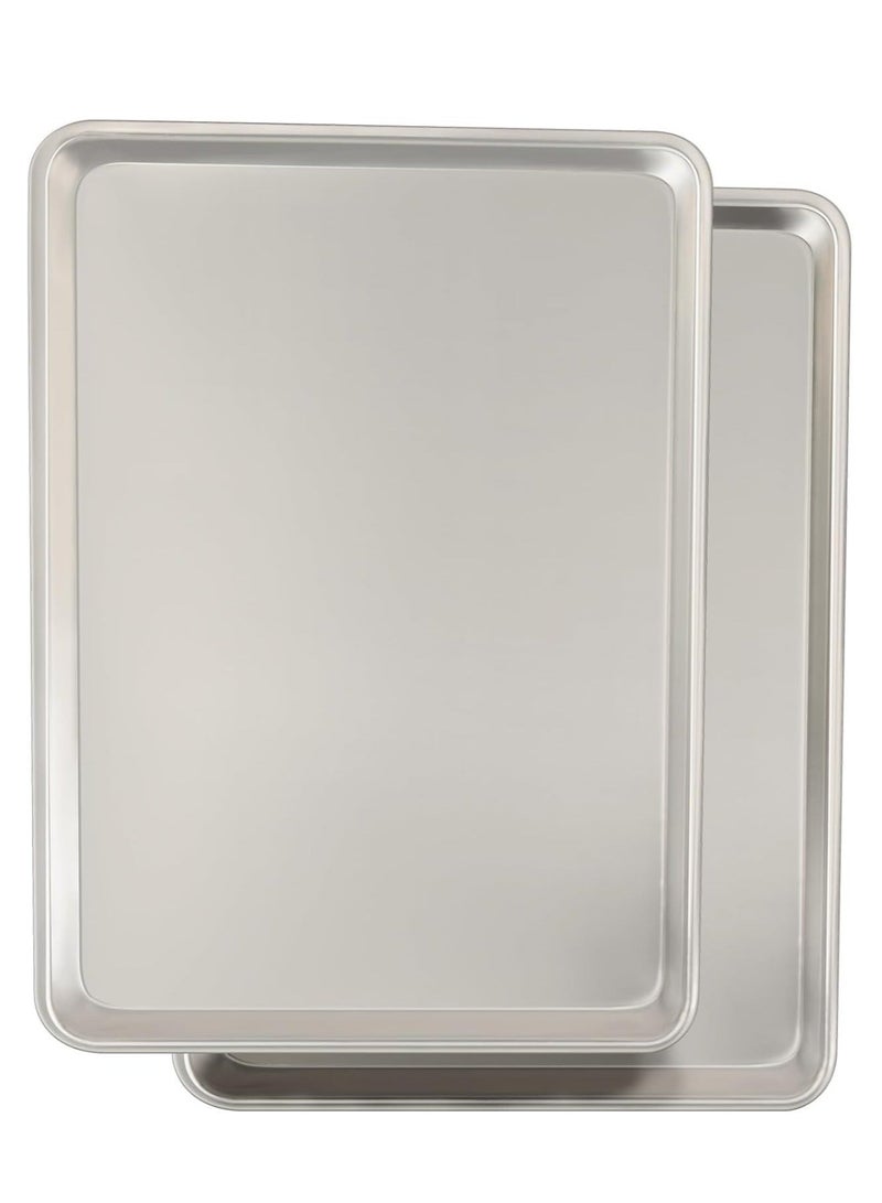 Arabest Baking Sheet Pan Set, Natural Aluminum Cookie Sheet, Warp Resistant Nonstick Baker's Half Sheet Pan, Large Thick Cookie Tray Pans for Baking, Roasting - Image 1