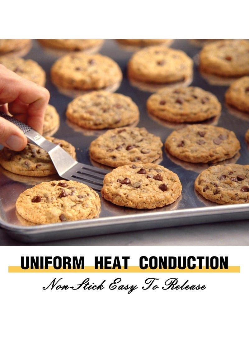 Arabest Baking Sheet Pan Set, Natural Aluminum Cookie Sheet, Warp Resistant Nonstick Baker's Half Sheet Pan, Large Thick Cookie Tray Pans for Baking, Roasting - Image 2