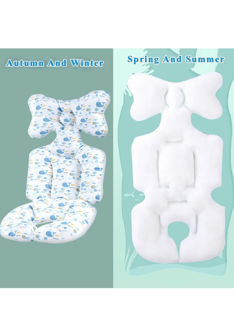 SYOSI Baby Seat Pad, Infant Car Seat Insert, Stroller Insert Head and Body Support Pillow, Air Mesh Breathable Car Infant Soft Padding, Pram Non Slip Cushion for Baby Kid Toddler Infants(Blue Whale) - Image 5
