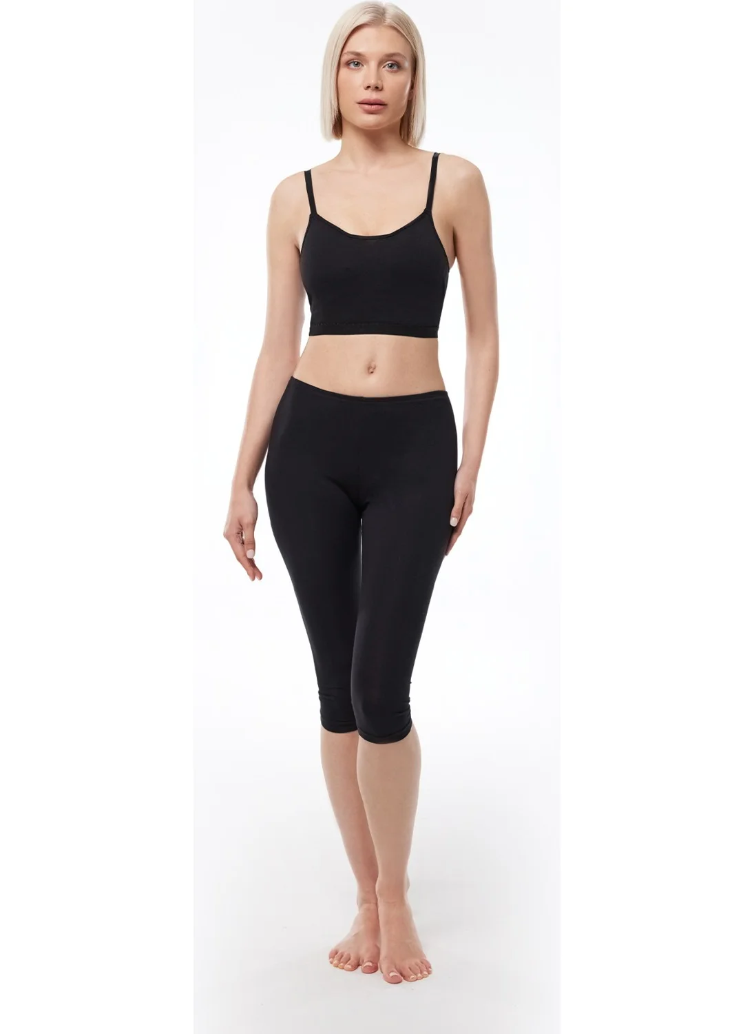 Malabadi Women's Black Modal Capri Leggings 184