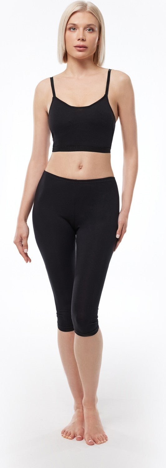 Malabadi Women's Black Modal Capri Leggings 184  - Image 1