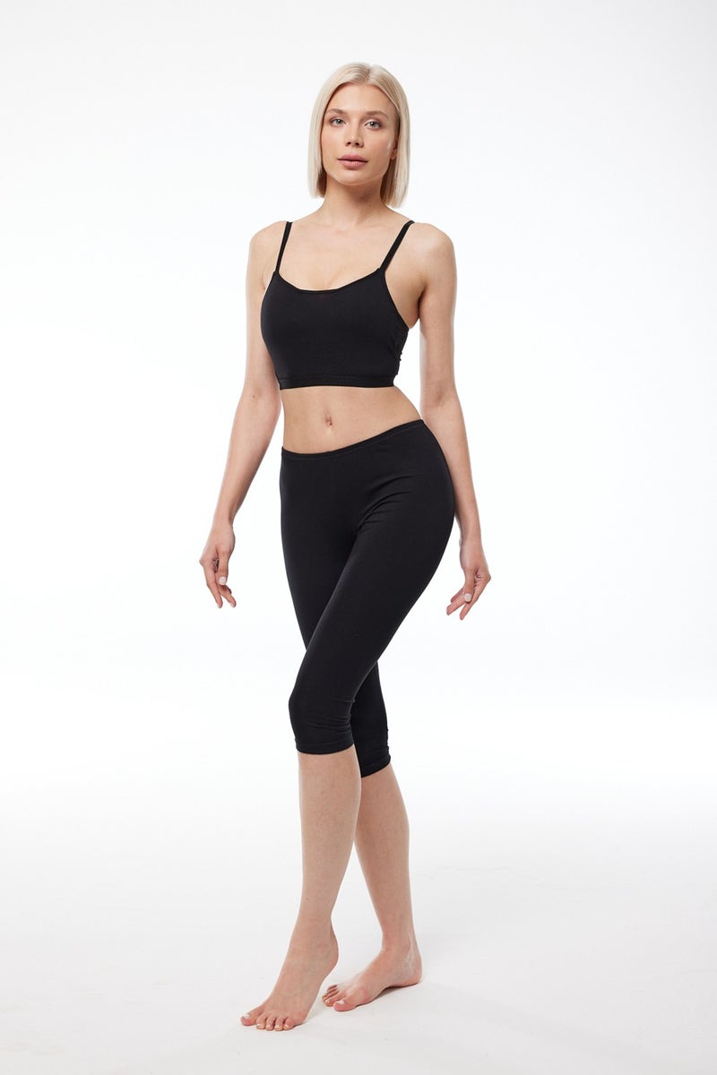 Malabadi Women's Black Modal Capri Leggings 184  - Image 2