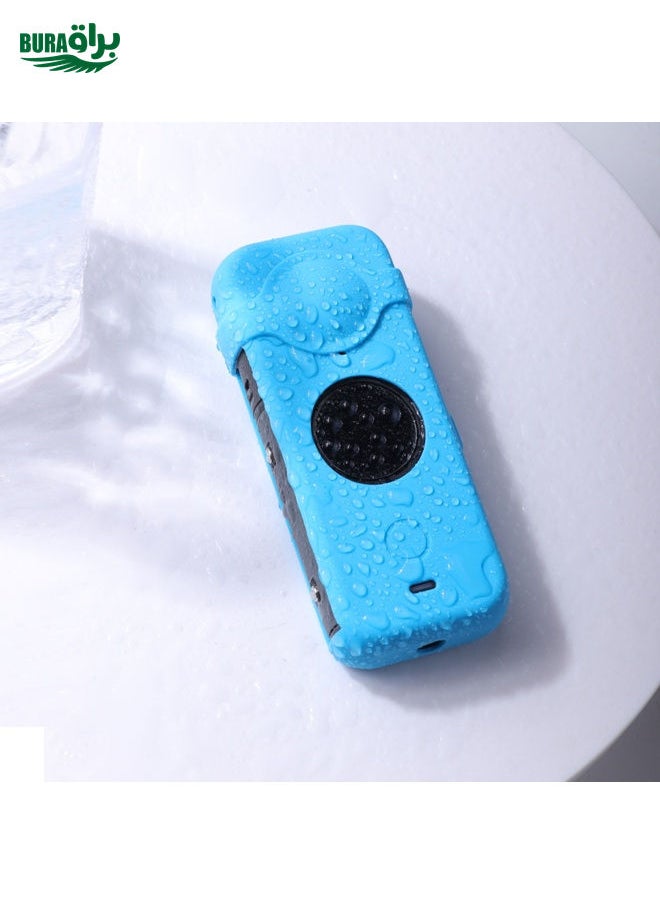 BURAQ Full Body Dust-proof Silicone Case with Lens Cover for Insta360 ONE X2(Blue)  - Image 5