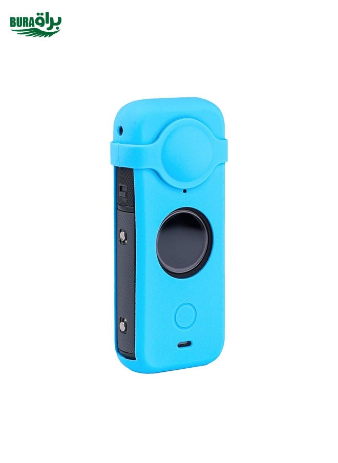 BURAQ Full Body Dust-proof Silicone Case with Lens Cover for Insta360 ONE X2(Blue)  - Image 1