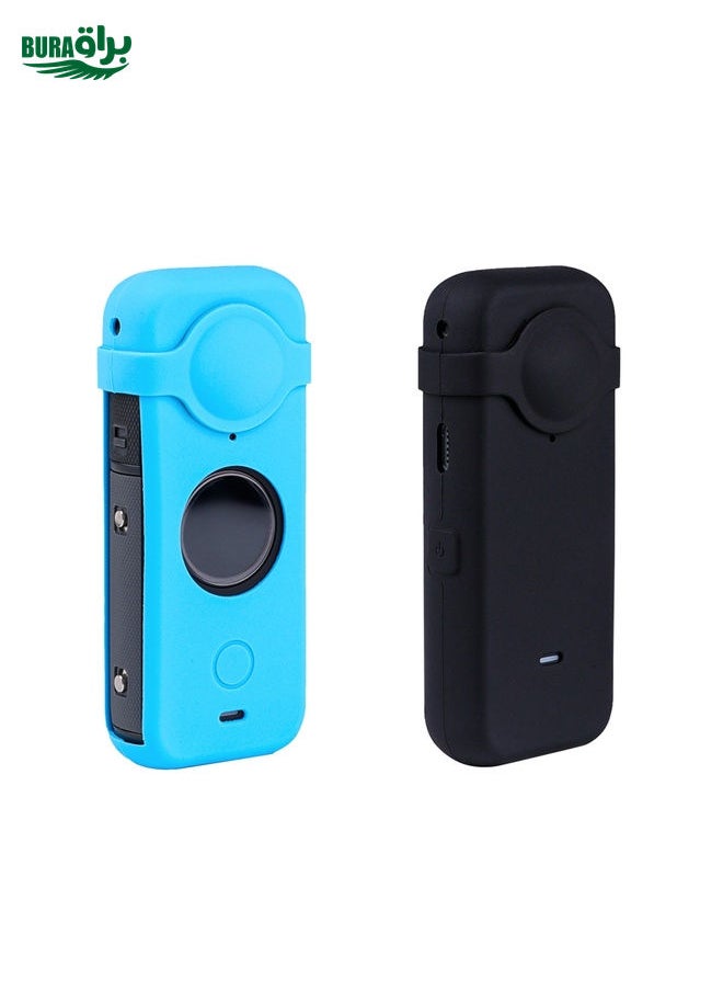 BURAQ Full Body Dust-proof Silicone Case with Lens Cover for Insta360 ONE X2(Blue)  - Image 2