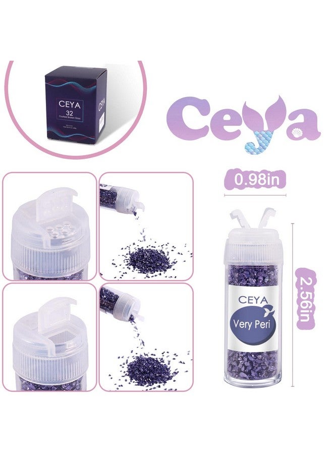 ceya Crushed Irregular Glass Set 32 Colors, 22.6 Oz/ 640G Metallic Crystal Chips Broken Glass Glitter 2-4Mm Craft Chunky Glitter For Nails Art Epoxy Resin Mold Coasters Ornament Painting Phone Case - Image 5