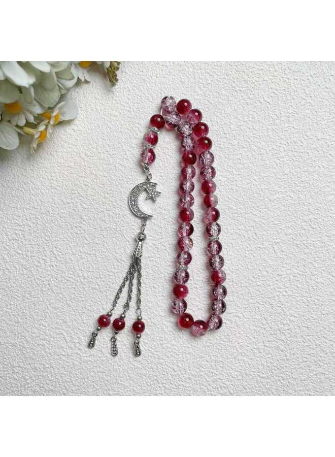 YIXIA New Arrival 33-piece 10mm Glass Ice Crack Muslim Prayer Beads Daily Bracelet Tasbih - Image 4