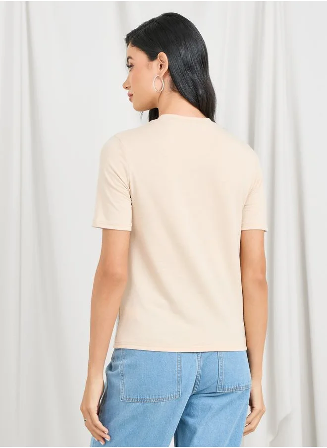 ستايلي Embellished Round Neck Regular Fit T-shirt
