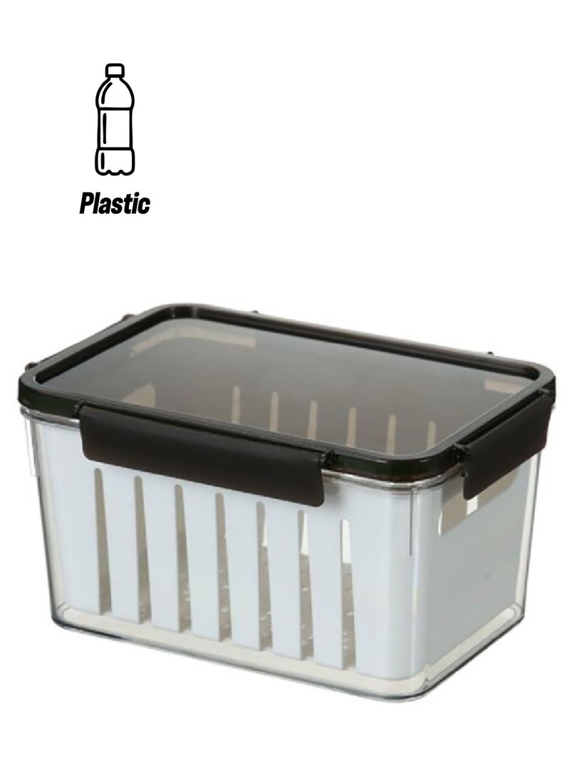 Felli Rectangular Refrigerator Storage Container White and Black 2 Liter Y1K110236 - Image 1