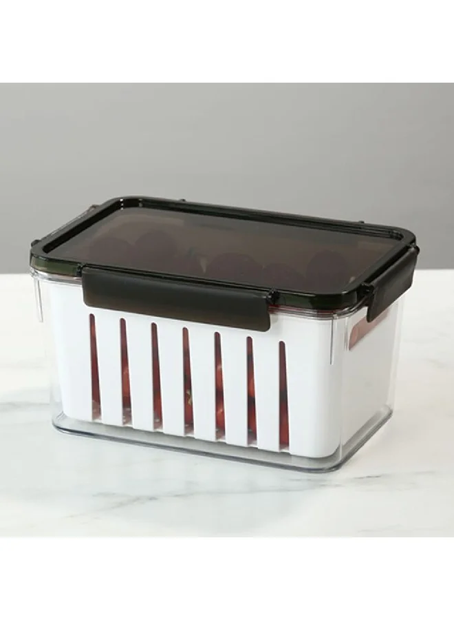 Felli Rectangular Refrigerator Storage Container White and Black 2 Liter Y1K110236