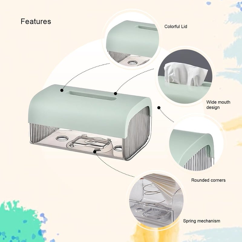 oddpod™ Vue Desktop & Wall Mount Tissue Storage Box with Telescopic Spring/Facial Napkin Holder & Dispenser for Home, Office, Countertop, Car, Hotel, and Institutions - Smoky Ivory - Image 3
