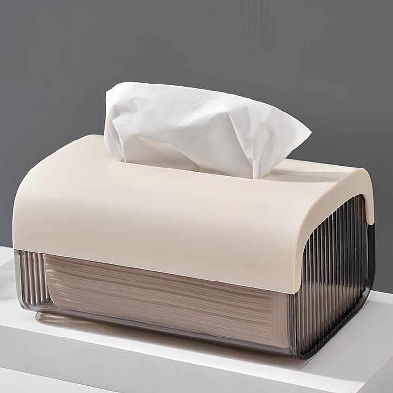 oddpod™ Vue Desktop & Wall Mount Tissue Storage Box with Telescopic Spring/Facial Napkin Holder & Dispenser for Home, Office, Countertop, Car, Hotel, and Institutions - Smoky Ivory - Image 1