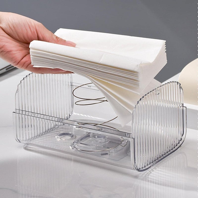 oddpod™ Vue Desktop & Wall Mount Tissue Storage Box with Telescopic Spring/Facial Napkin Holder & Dispenser for Home, Office, Countertop, Car, Hotel, and Institutions - Smoky Ivory - Image 5