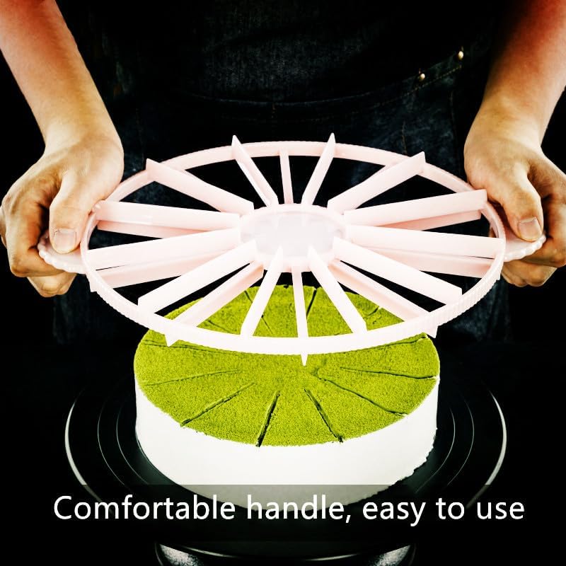 XIAOHONG Cake Portion Marker & Cutter - Round 14/16 Piece Double Sided Slicer for Even Slices, 10 Inch Diameter - Image 4