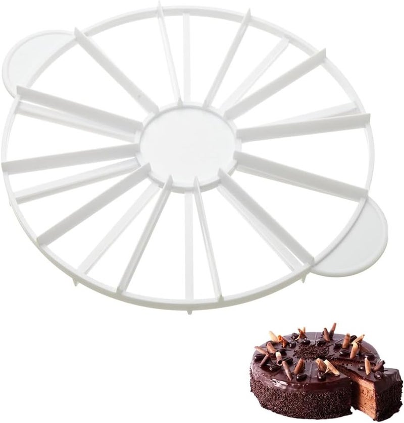XIAOHONG Cake Portion Marker & Cutter - Round 14/16 Piece Double Sided Slicer for Even Slices, 10 Inch Diameter - Image 1