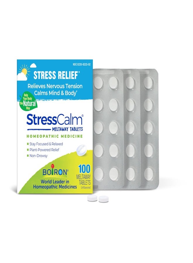 Boiron StressCalm Tabs - 100 Count for Relief of Stress, Anxiousness, Nervousness, Irritability, and Fatigue - Convenient Stress Calm Meltaway Tablets - Image 1