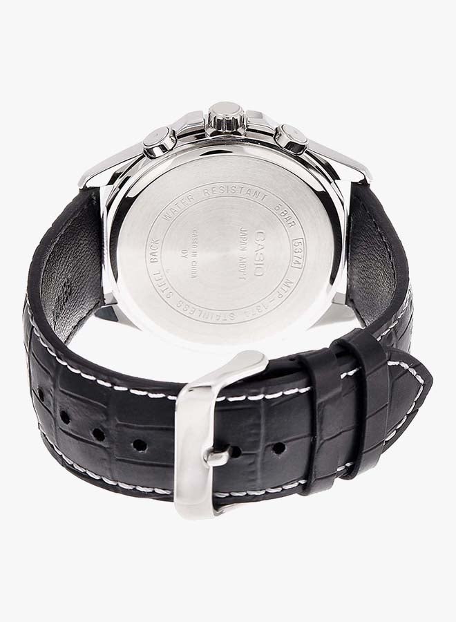 CASIO Men Leather Chronograph Wrist Watch MTP-1374L-1A - 44 mm - Black - Image 2