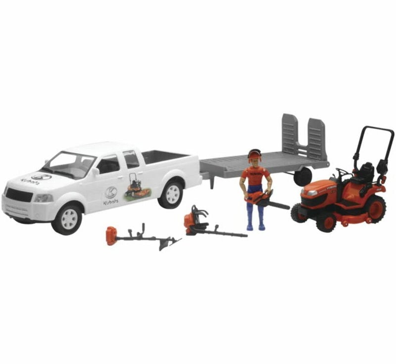 Kubota 118 Pickup Truck and Trailer w Mower Figure Accessories by New Ray - Image 2