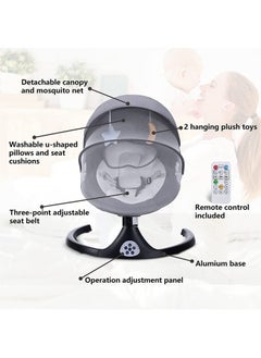 Beauenty Portable Electric Bluetooth Baby Swing With Music, 3 Timer Settings, Tray, Remote Control And Mosquito Net, 0 To 12 Months, Upto 26 Lbs  - Image 3