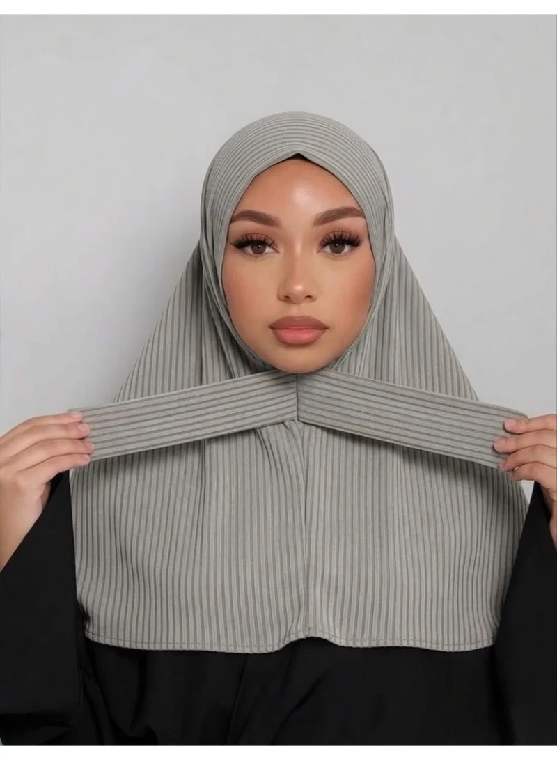 Al Bent Al Sharqieh 1pc Solid Color Ribbed Jersey/Knit Muslim Hijab with Closure