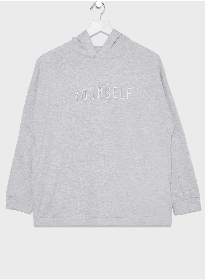 MANGO - Kids Slogan Hoodie - Image 1