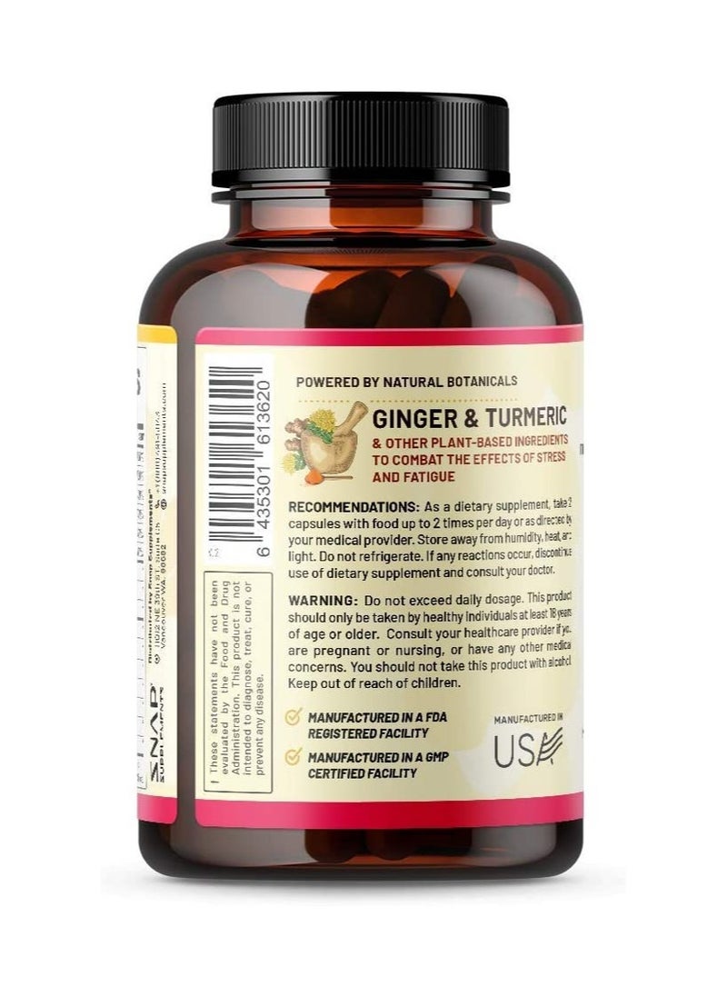 SNAP SUPPLEMENTS - Energy And Metabolism Adaptognic hrerbal complex +ginger+turmeric+rhodiola rosea,Fights stress &fatigue,natural energy Metabolism Support Dietary Supplement 60 Capsules - Image 1