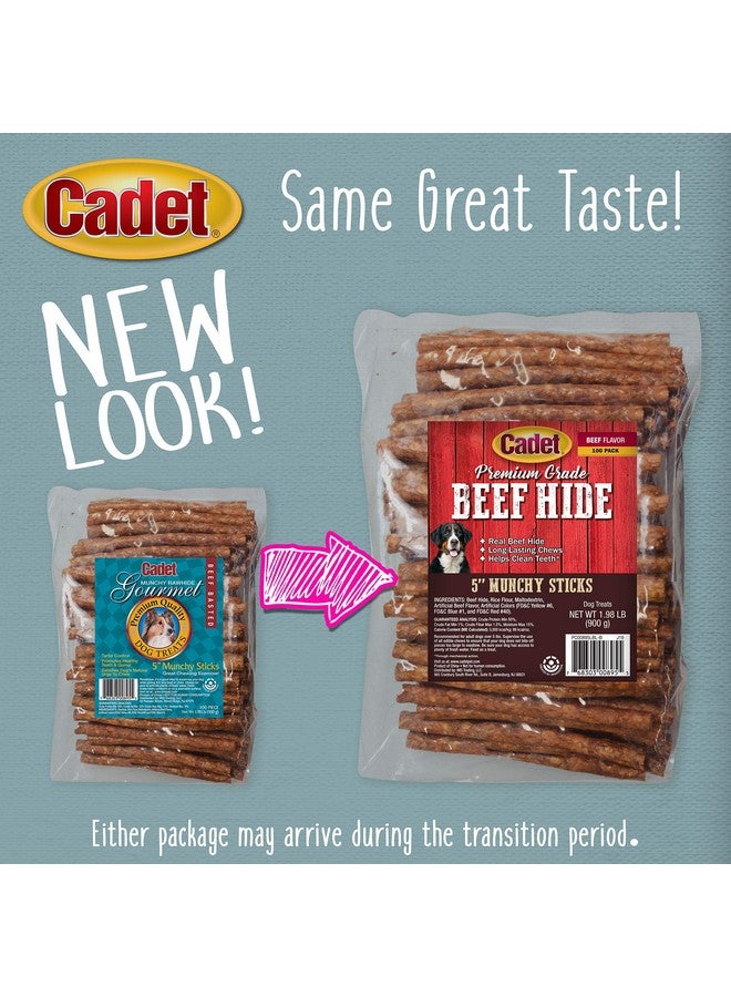 Cadet Premium Grade Beef Hide For Dogs, Long Lasting Rawhide Munchy Sticks, Single Ingredient Dog Chews, Beef Hide Flavor, 5 Inch (100 Count) - Image 5