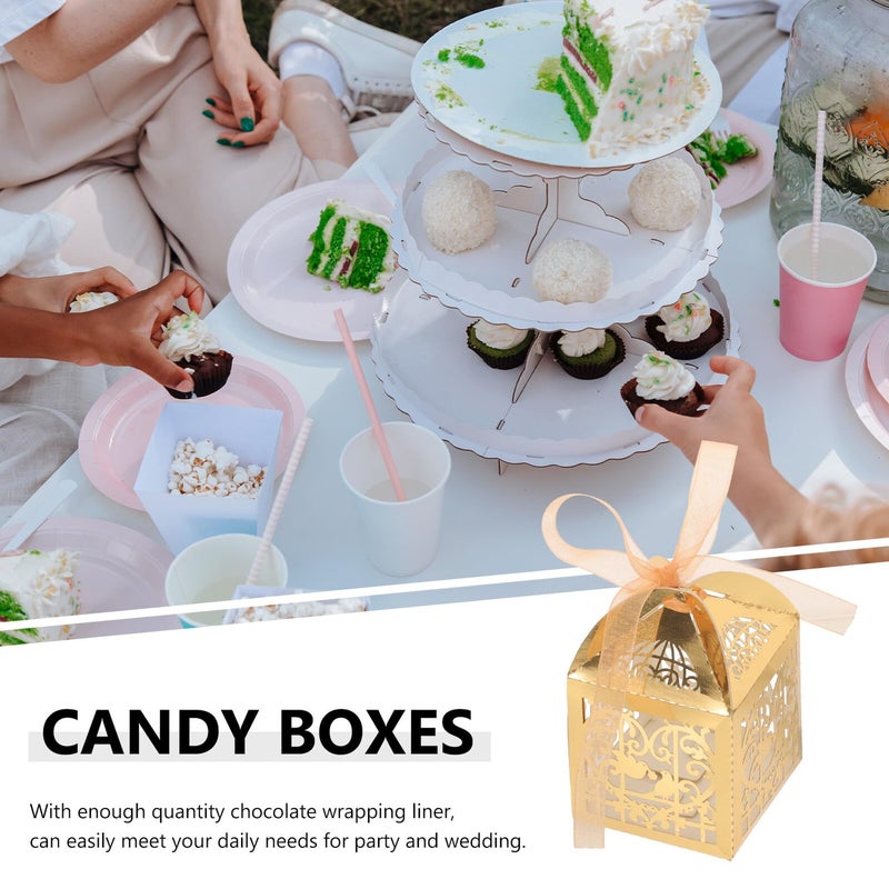 25pcs Hollow Laser Cut Wedding Candy Boxes with Ribbon for Treats and Valentine Gifts - Image 4